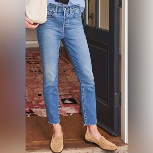 Frank & Eileen medium blue ankle, raw hem  jeans